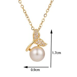 *New* 304 Stainless Steel Gold Pearl Pendant Necklace
